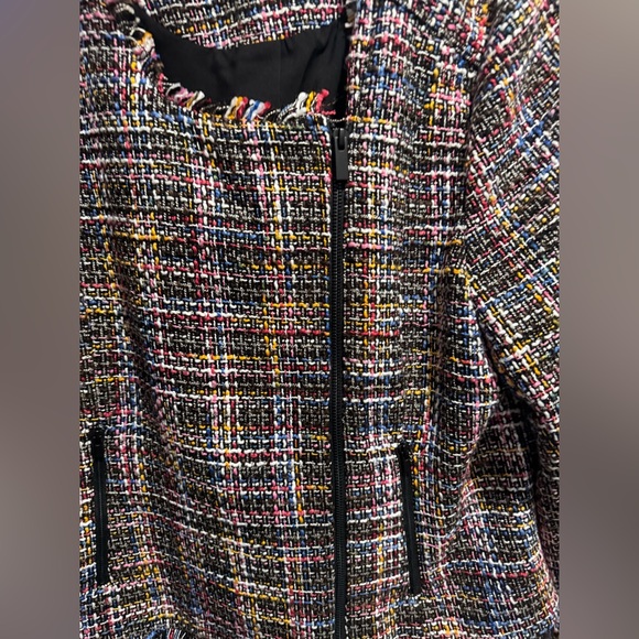 Halogen multicolored tweed jacket w/black zipper/zippered pockets size XL - Picture 2 of 5